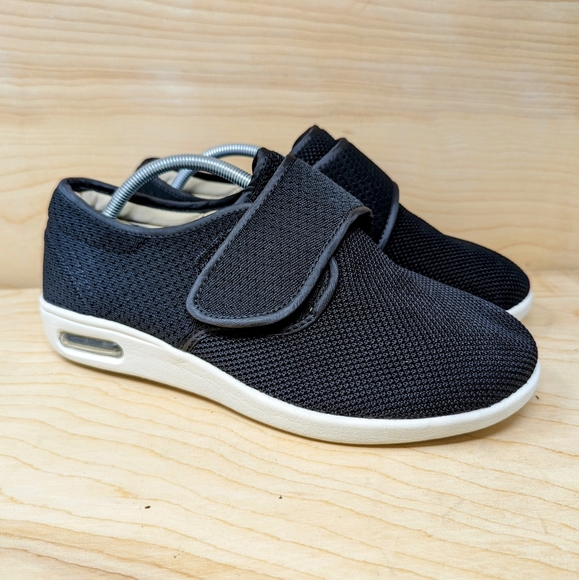 Youyun Lightweight Diabetic Adjustable Shoes Black / White Women's 10.5 Sneakers - Picture 4 of 8